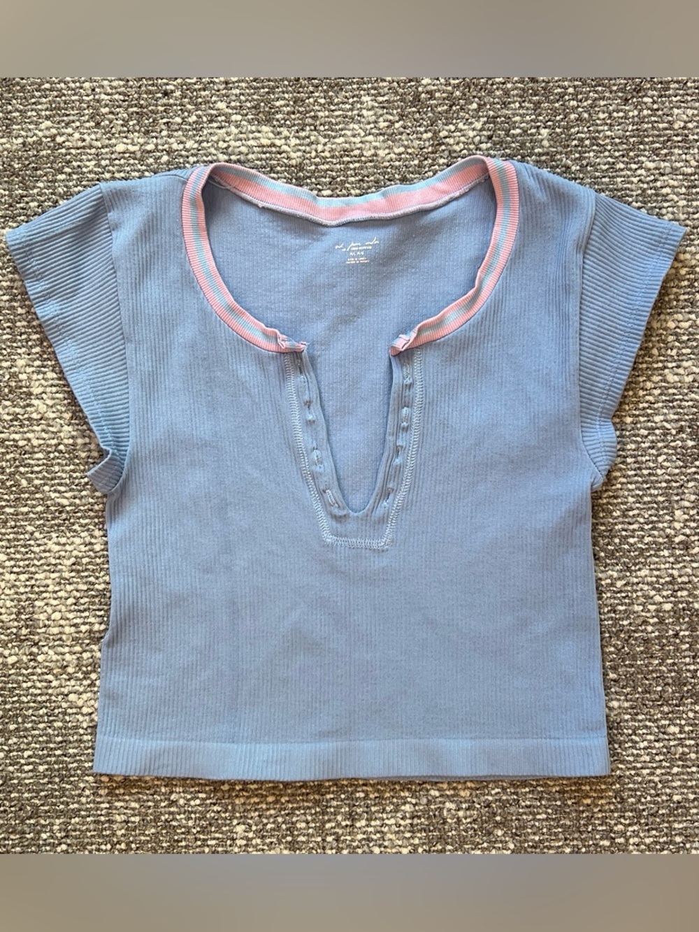 Urban Outfitters Blue Crop Top with Pink Trim